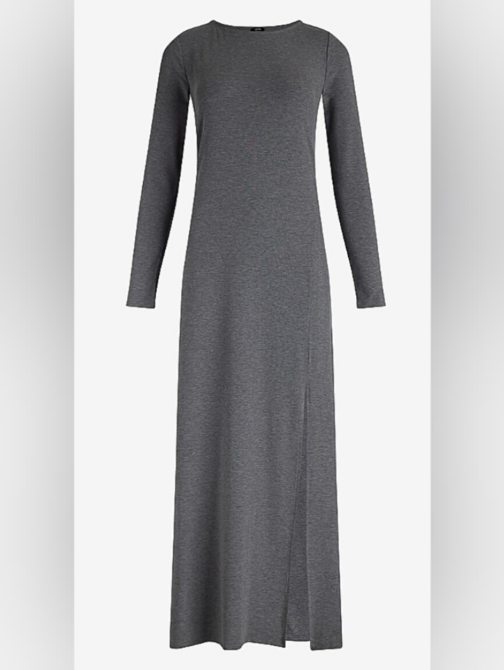 Express Boat Neck Long Sleeve Side Slit Maxi Dress XS Gray